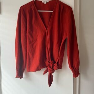 Madewell Madelyn Burnt Red Tie-Front Blouse